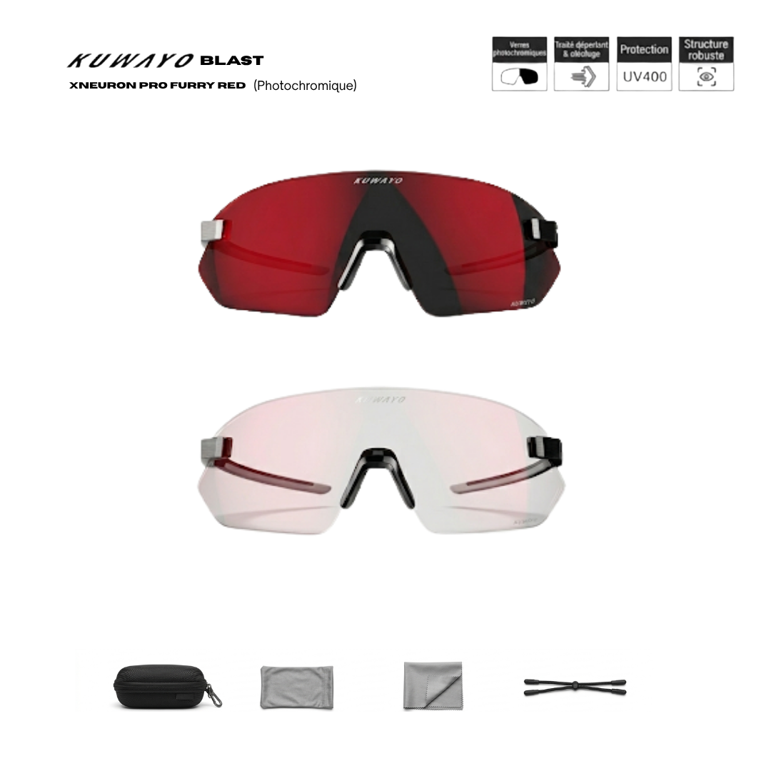 Kuwayo Blast Xneuron Pro Furry Red — verre photochromique rouge miroir